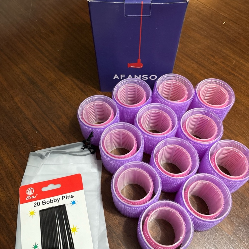 Afanso Pink Hair Rollers Set with Bobby Pins